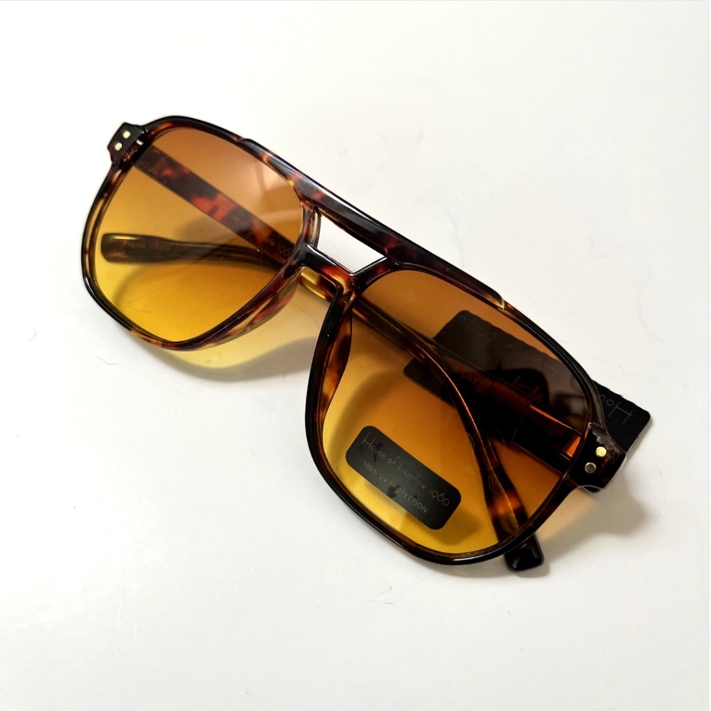 House of Harlow 1960 Aviator Sunglasses Double Bridge NWT Tortoise Shell Amber - Picture 6 of 6